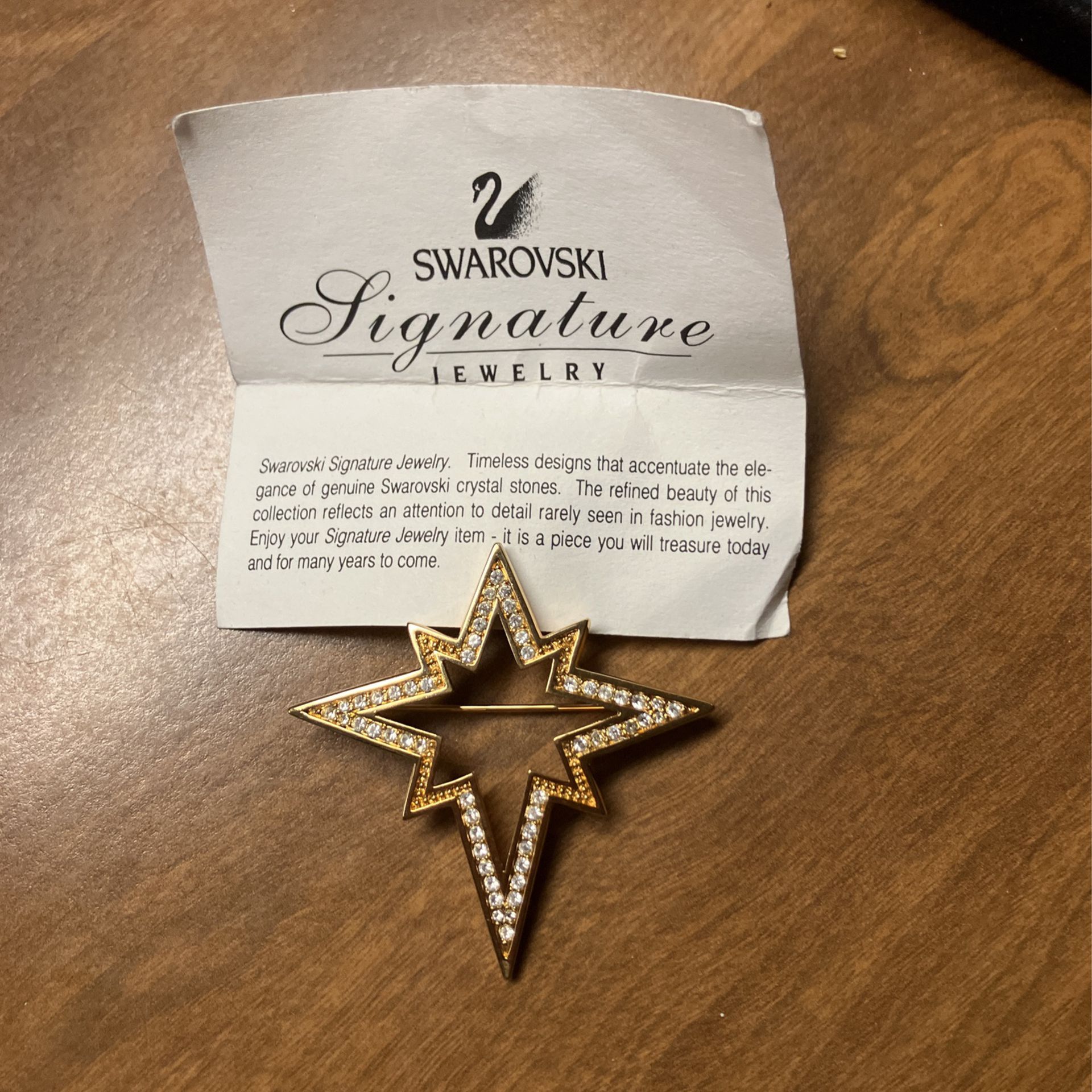 Vintage Swarovski 8 Point Open Star Pin New