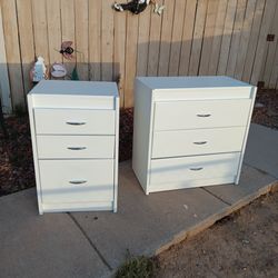Set of Small White Dresser 29"H x 28"W x 15"D & Nightstand 28"H x 18"W x 15"D