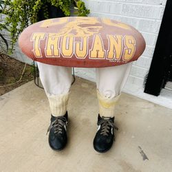 Vintage USC Trojans Football Rugby Novelty Stool Stand w/ VTG Converse Shoes HTF
