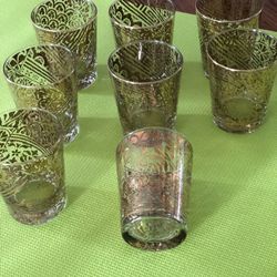 MCM gold etched glasses