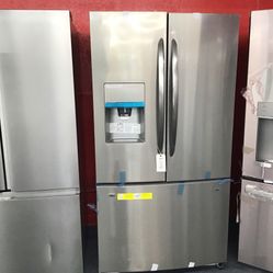 New Scratch And Dent Frigidaire 27 Cu Ft Stainless Steel French Door Fridge. 1 year Warranty 