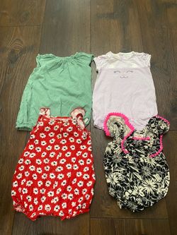 Lot of 4 girls shorts rompers size 3/6 months by cat & Jack #23