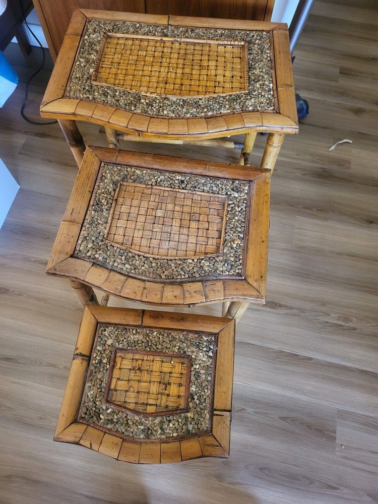 Set Of 3 Nesting Bamboo Tables