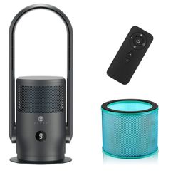 ULTTY Bladeless Tower Fan And Air Purifier In One, 90° Oscillating Bladeless Fan With Remote, Touch, 8H Timer, Floor Fans For Bedroom Whole Room Home 