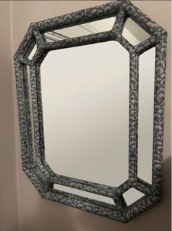 Octagonal Wall Mirror with Fabric Frame