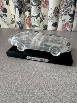 Hofbauer Crystal Glass 1986 Corvette & Display Stand