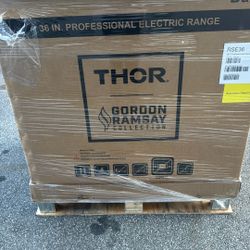 Thor Kitchen 36 in. Smooth Surface 5 Burner Elements Freenstanding Electric Range in Stainless Steel with Convection Oven