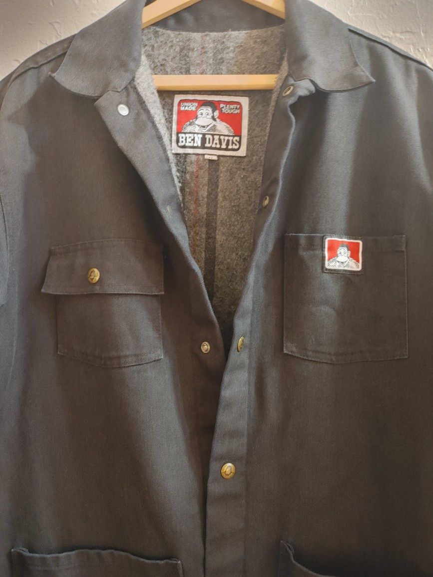 OG Vintage 1990's-2000's Union Made Label Ben Davis Chore Work Jacket Coat XL Snap Buttons. Rare Label! 