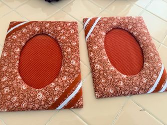 Vintage Fabric-Covered Picture Frames Set of 2
