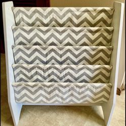 Heavy Duty Thick Canvas Fabric Pockets Wooden Bookshelf 