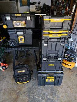 10 piece Dewalt Tstak tool boxes.