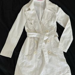Coat gianni bini white trench coat lightweight jacket NEW W/o tags XS petite GB Vintage Classic