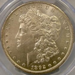 1892 CC MORGAN SILVER DOLLAR SCARCE GORGEOUS BEAUTY  MINT STATE DETAILS

