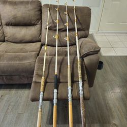 Solid Fiberglass Old School Fishing Rods conventional stand up boat rods