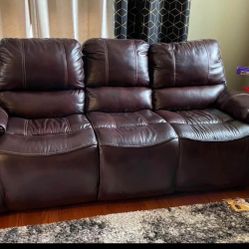 Dark Brown Leathert Power reclining Sofa and loveseat