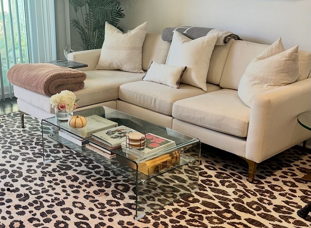 Upholstered Sectional Sofa In Performance Fabric In Ivory