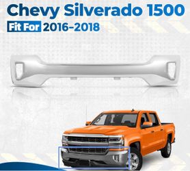 1-Piece Front Bumper For 2016-2018 Chevy Silverado 1500 W/ Fog Lights Chrome