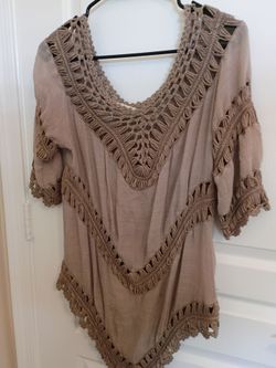 Boho Crochet Trim Tunic Top