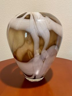 Large Vintage Studio Art Style Glass Swirled Vase