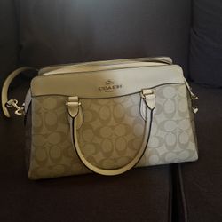 Beige and Brown Coach Bag