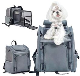 Expandable Pet Carrier, Airline-Approved Foldable and Detachable Backpack, Fits up to 13lbs Cat & 11lbs Small Medium Puppy Dog, Suitable for Car Trave
