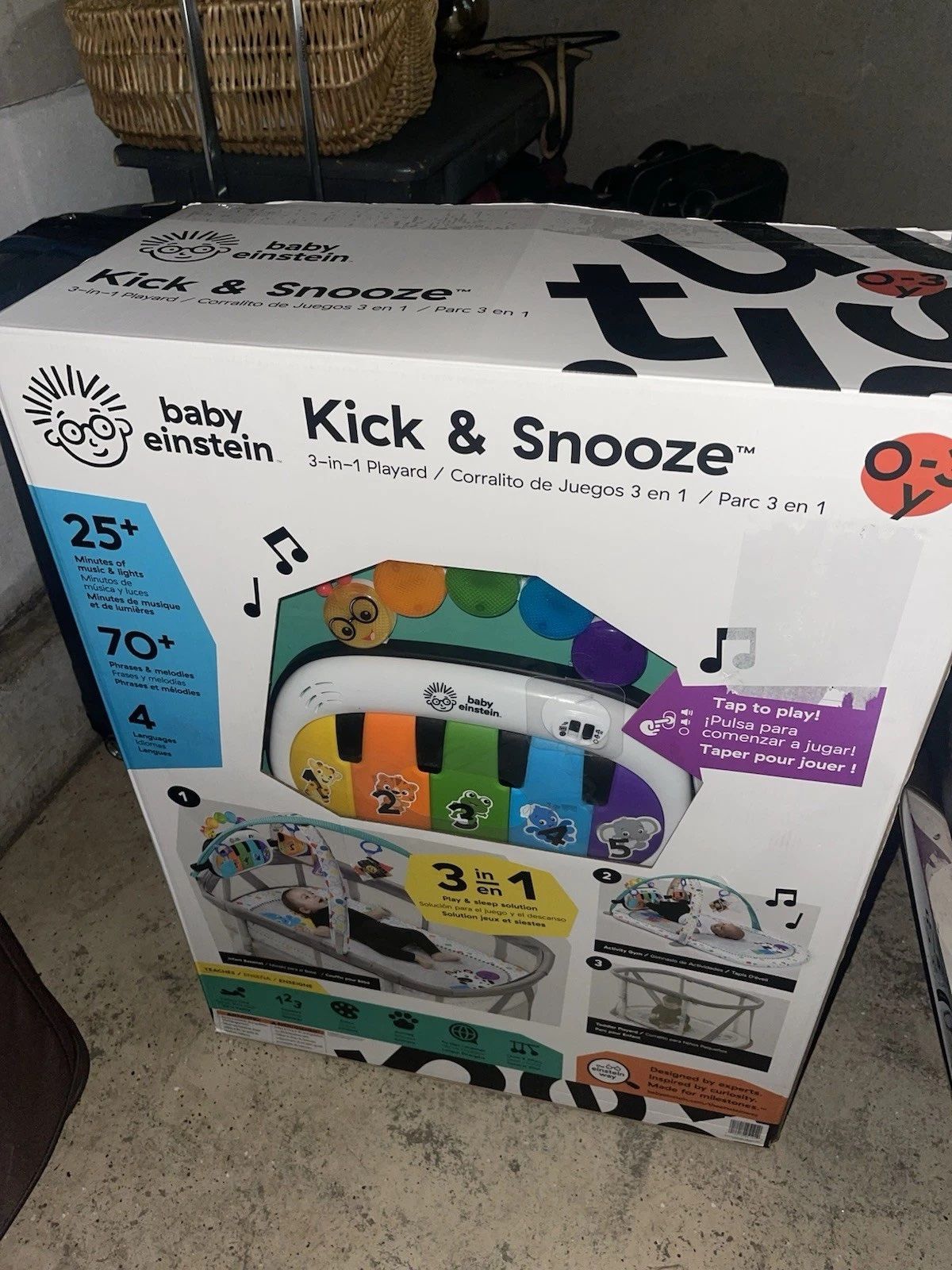 Baby Einstein Kick & Snooze 3-in-1 Foldable Playard, Bassinet and Musical Play Gym