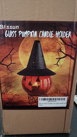 Glass pumpkin candle holder