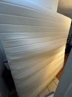 IKEA White Foam Spring King Mattress with Striped Cover
