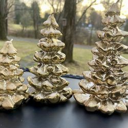 Vintage 1994 Gold Decorative Christmas Candles, Holiday Decor