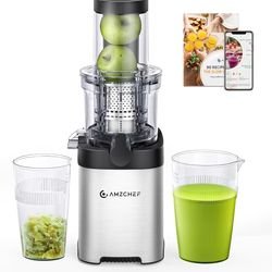 Cold Press Juicer 3.1” Wide Feed Chute Whole Fruit Stainless Steel