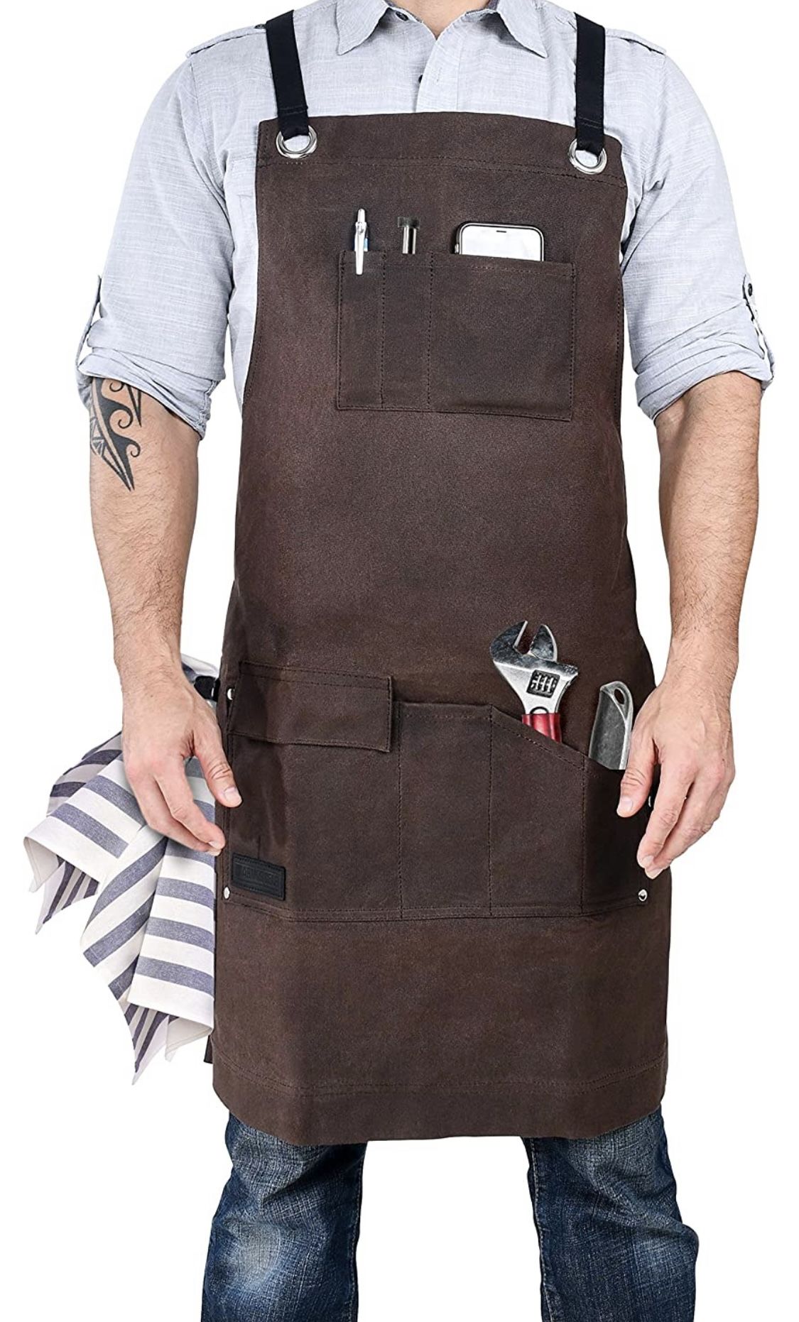 16 Oz Waxed Work Apron - Cooking Bbq Grill Woodworking - New