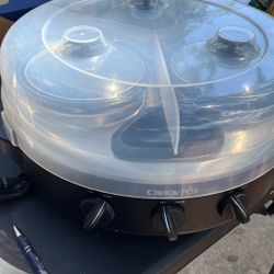 Pre-owned Crock Pot Triple Little Dipper Food Warmer Entertaining Party Service