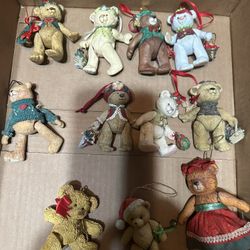 Lot Of 11 Jointed Bear Ornaments