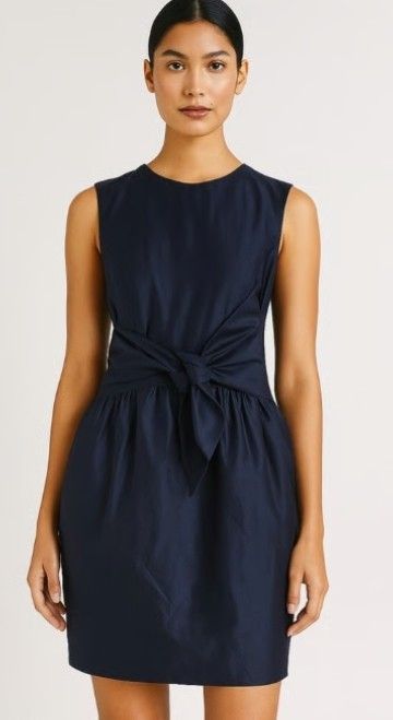 Blue Barney's Cocktail or Semi Formal Cotton and Silk Sleeveless Dress size 8\ Blue Barney's Cocktail or Semi Formal Cotton and Silk Sleeveless Dress size 8\