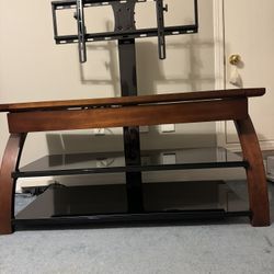 TV Stand With Mount, Two Shelves And Storage Drawer