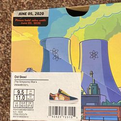 Vans Simpsons “Moe’s Tavern” Size 9.5 Men 