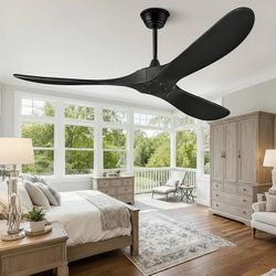 52" Ceiling Fan Without Light – Matte Black – NEW