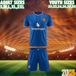 Manchester United 2026 Blue Soccer Uniform Set – Jersey & Shorts – Adult & Kids Sizes
