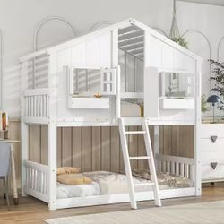 White tree house style bed single twin or can have bunk beds
