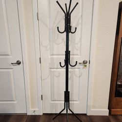 Coat Rack 11 Hooks Freestanding Stainless Steel Hall Tree, 68 " tall, clean and good condition 