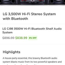 LG 3500W HI-Fi Stereo System With Bluetooth 