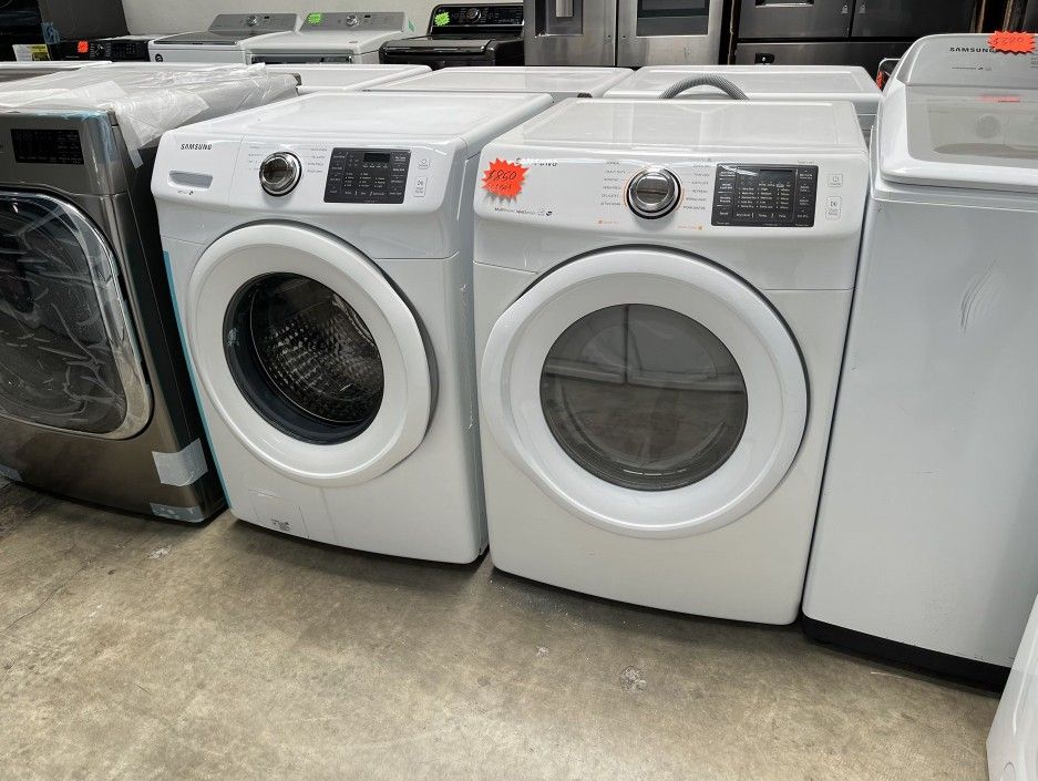 white samsung washer dryer set front load