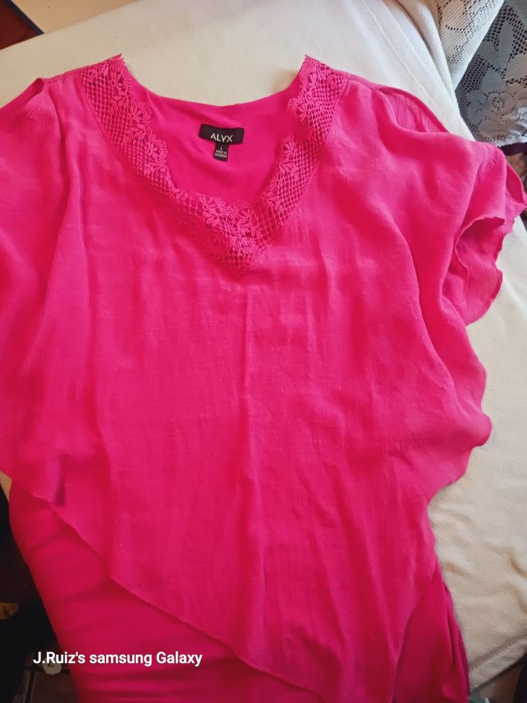 Fuschia Butterfly Sleeve Chiffon Alyx Blouse