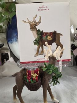 2016 Hallmark Keepsake Father Christmas's Reindeer Tabletop Centerpiece .
