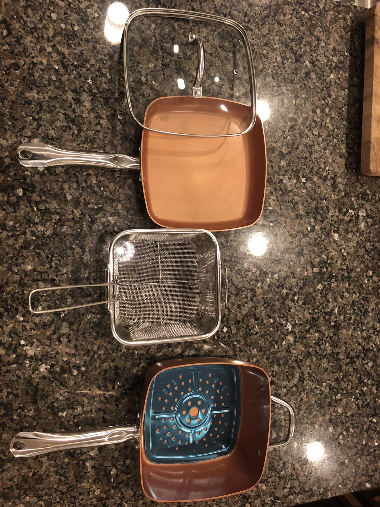 Copper Chef Pan Set: Square Pan and Square Frying Pan