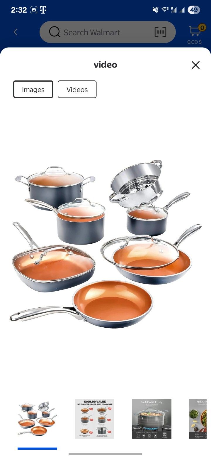 Gotham Steel Nonstick Pots and Pans 12 Piece Set Ceramic Cookware Kitchen Set with Frying Skillet, Saucepan, Lids, Gray