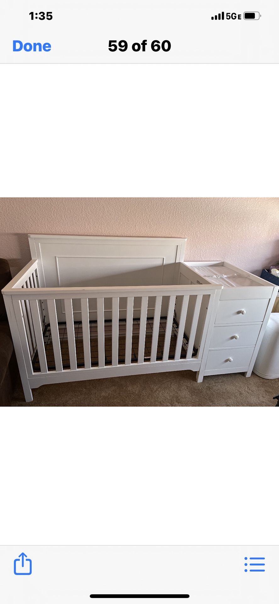Baby Crib , Cuna Para Bebé. Color White