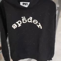 Black Sp5der Hoodie With Rinestones 