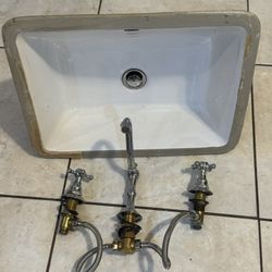 Porcelain Sink With Faucet 19.5”x15”