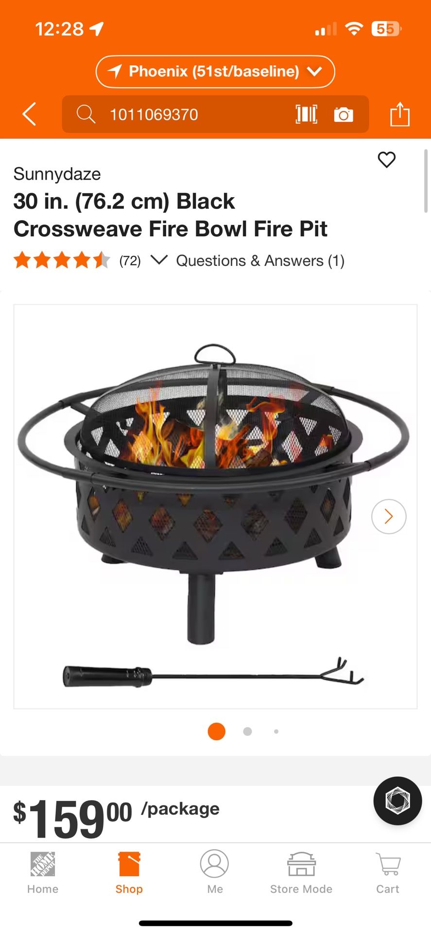 Sunnydaze 30 in. (76.2 cm) Black Crossweave Fire Bowl Fire Pit
